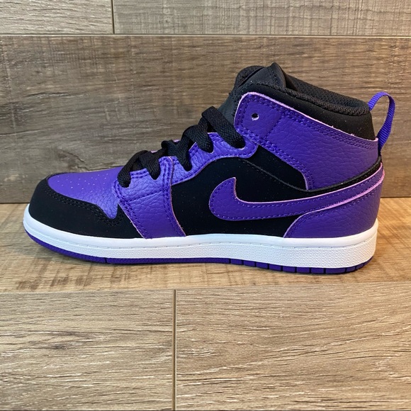 Jordan 1 Mid (PS) ‘Black Dark Concord White’ - Picture 3 of 6
